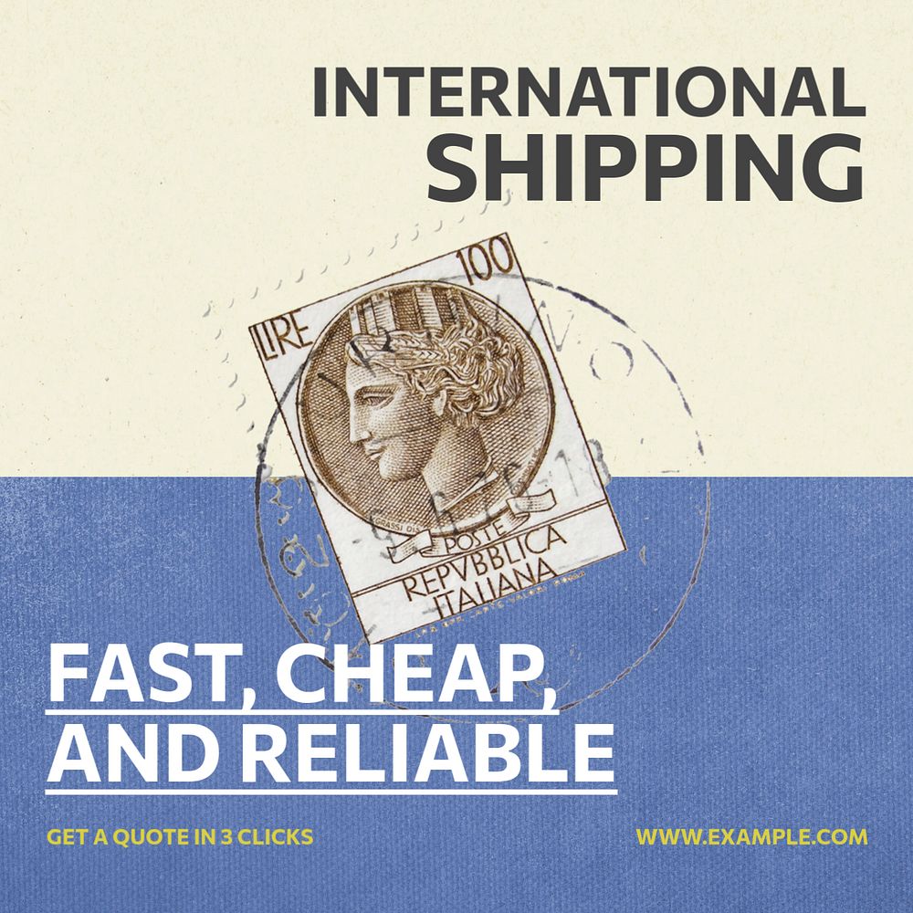 International shipping Instagram post template, editable social media ad