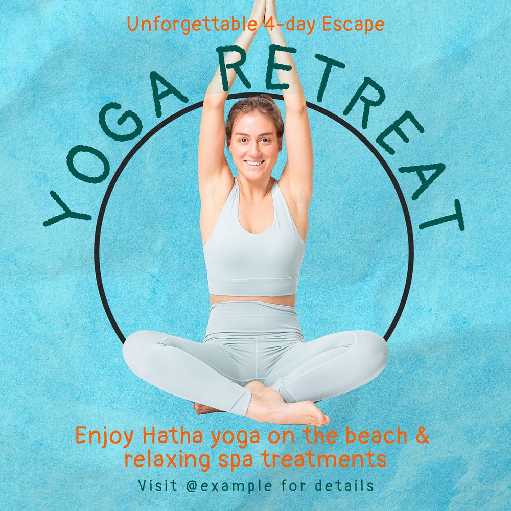 Yoga retreat Instagram post template, editable social media ad