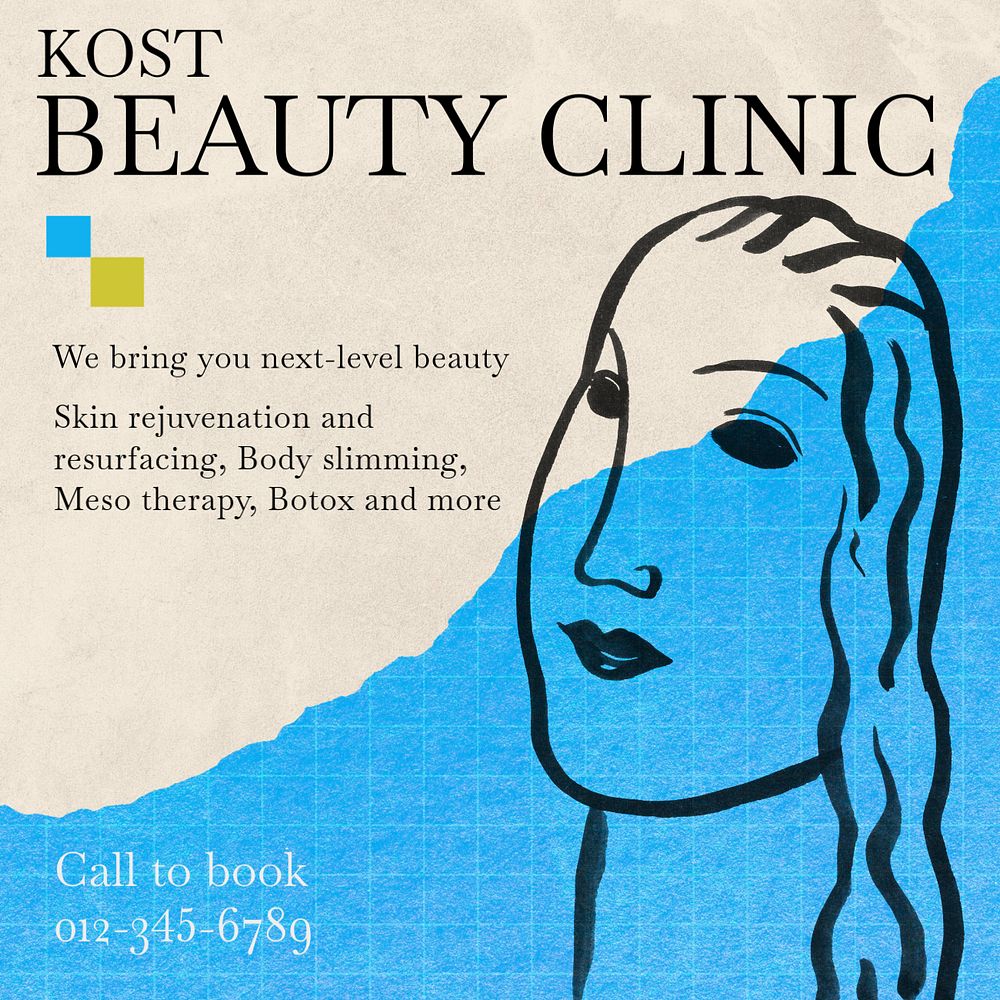 Beauty clinic Instagram post template, editable social media ad