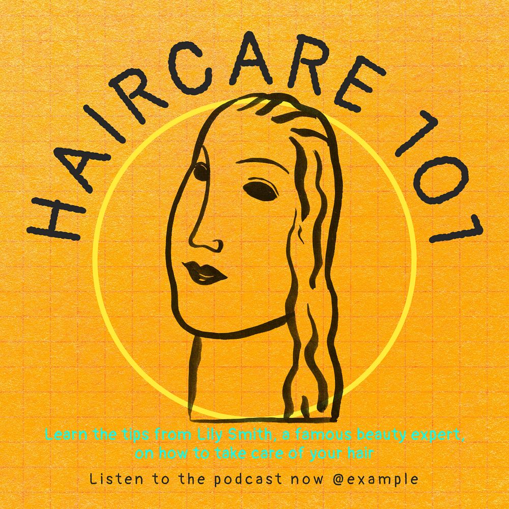 Haircare podcast Instagram post template, editable social media ad