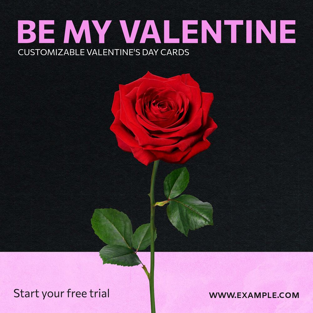 Be my valentine Instagram post template, editable social media ad