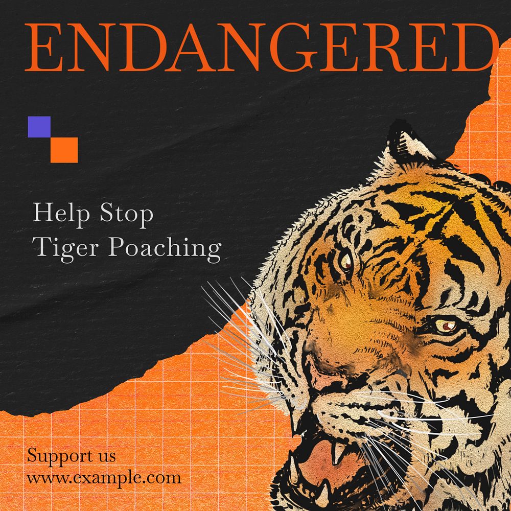 Endangered Instagram post template, editable social media ad