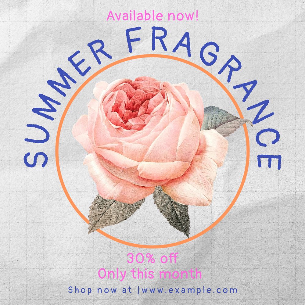 Summer fragrance Instagram post template, editable social media ad