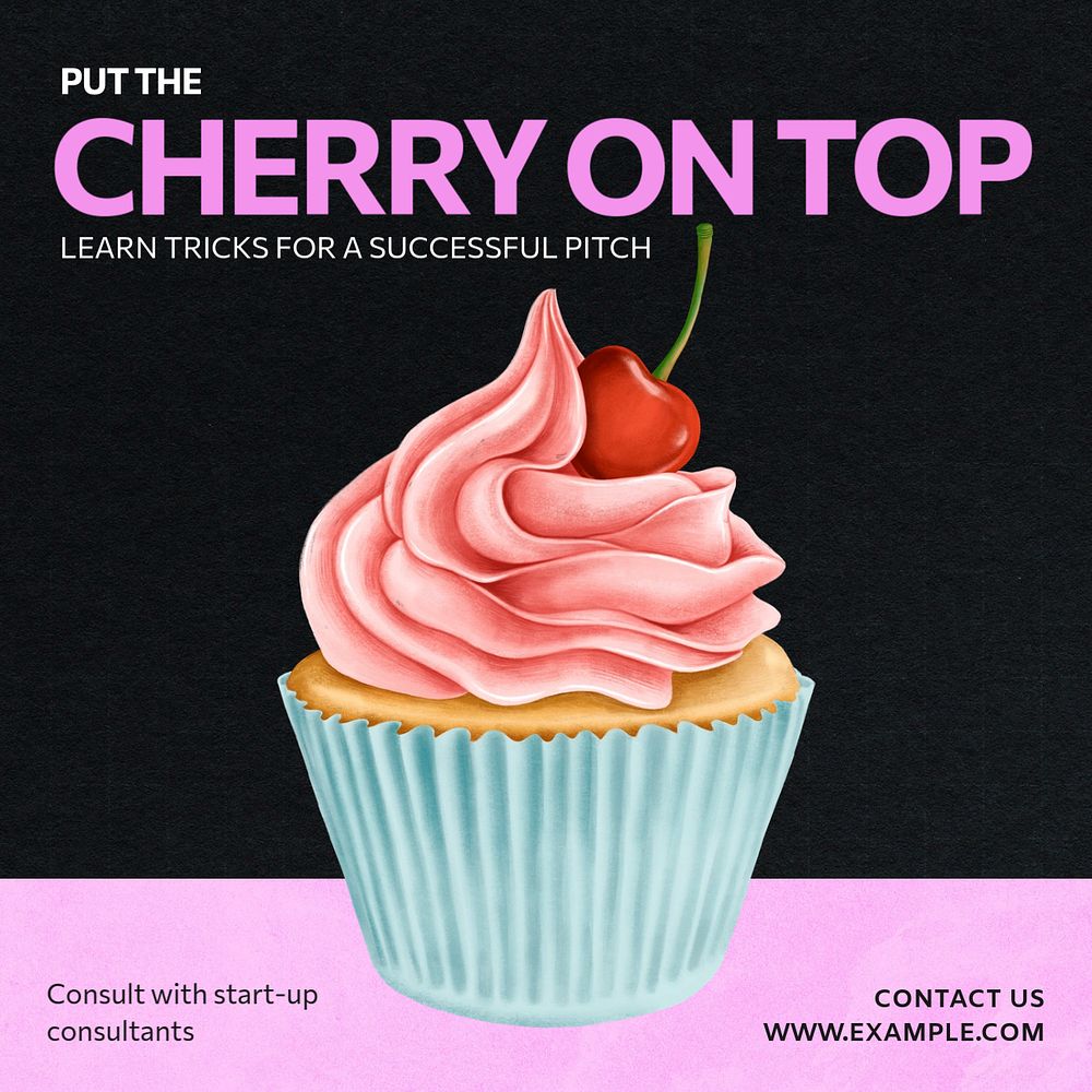 Cherry on top Instagram post template, editable social media ad