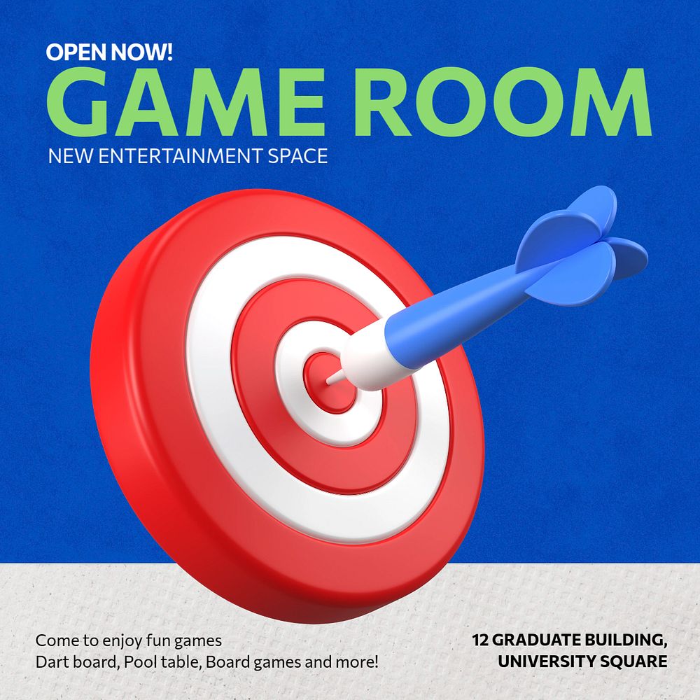 Game room Instagram post template, editable social media ad