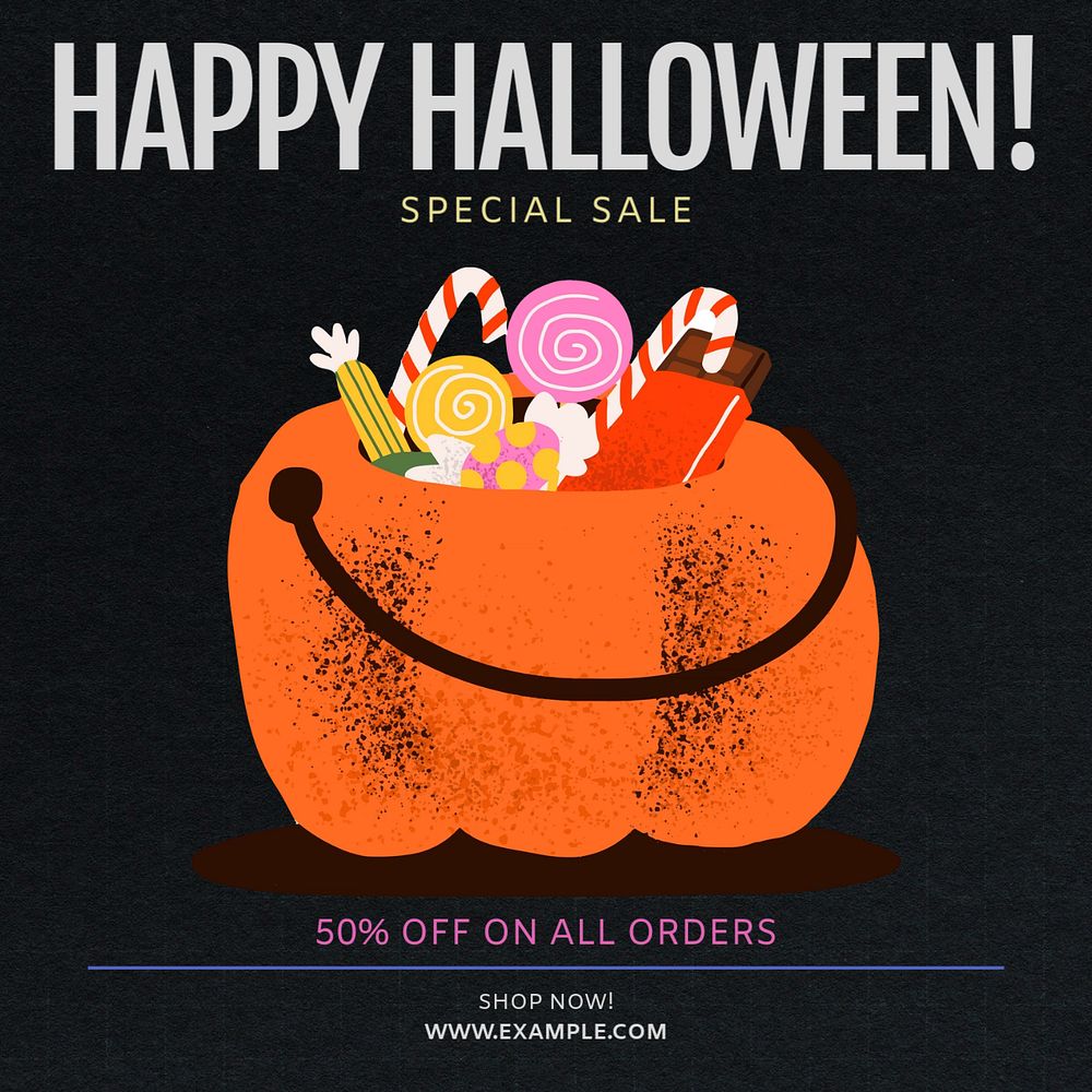 Halloween sale Instagram post template, editable social media ad