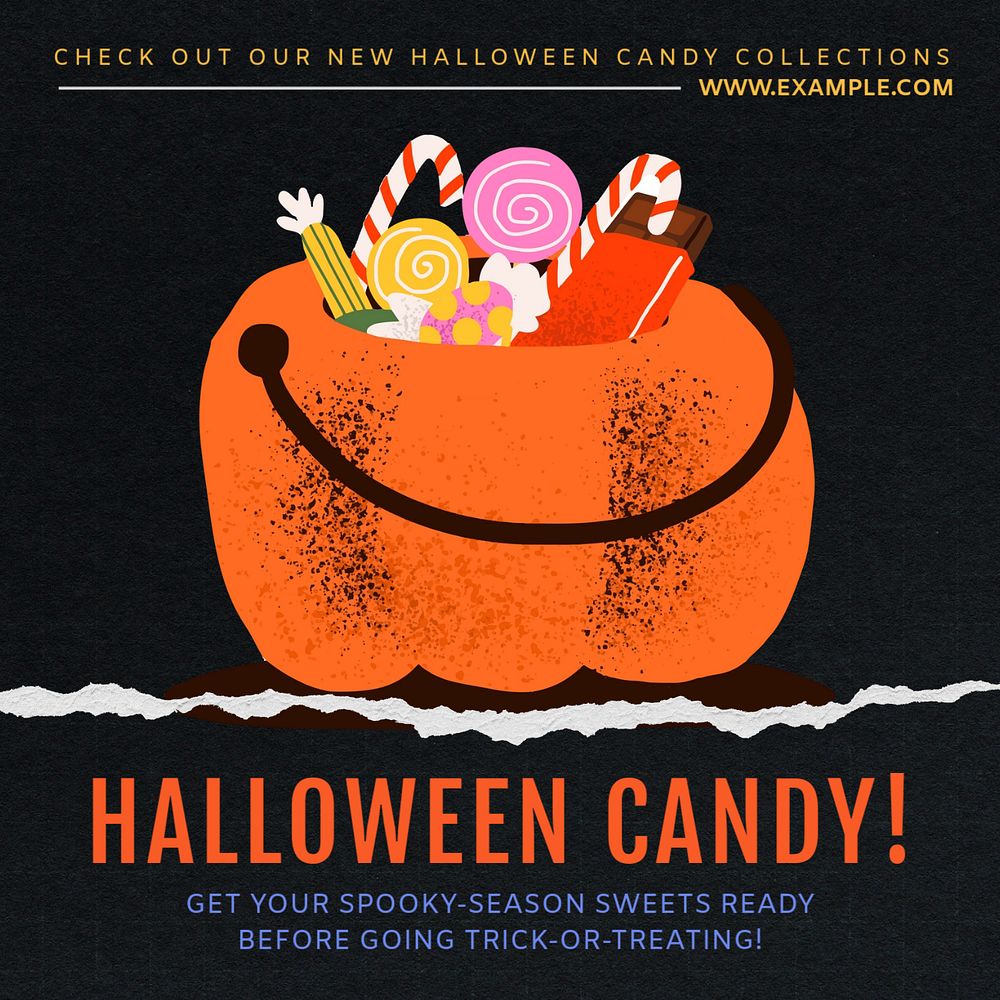 Halloween candy shop Instagram post template, editable social media ad