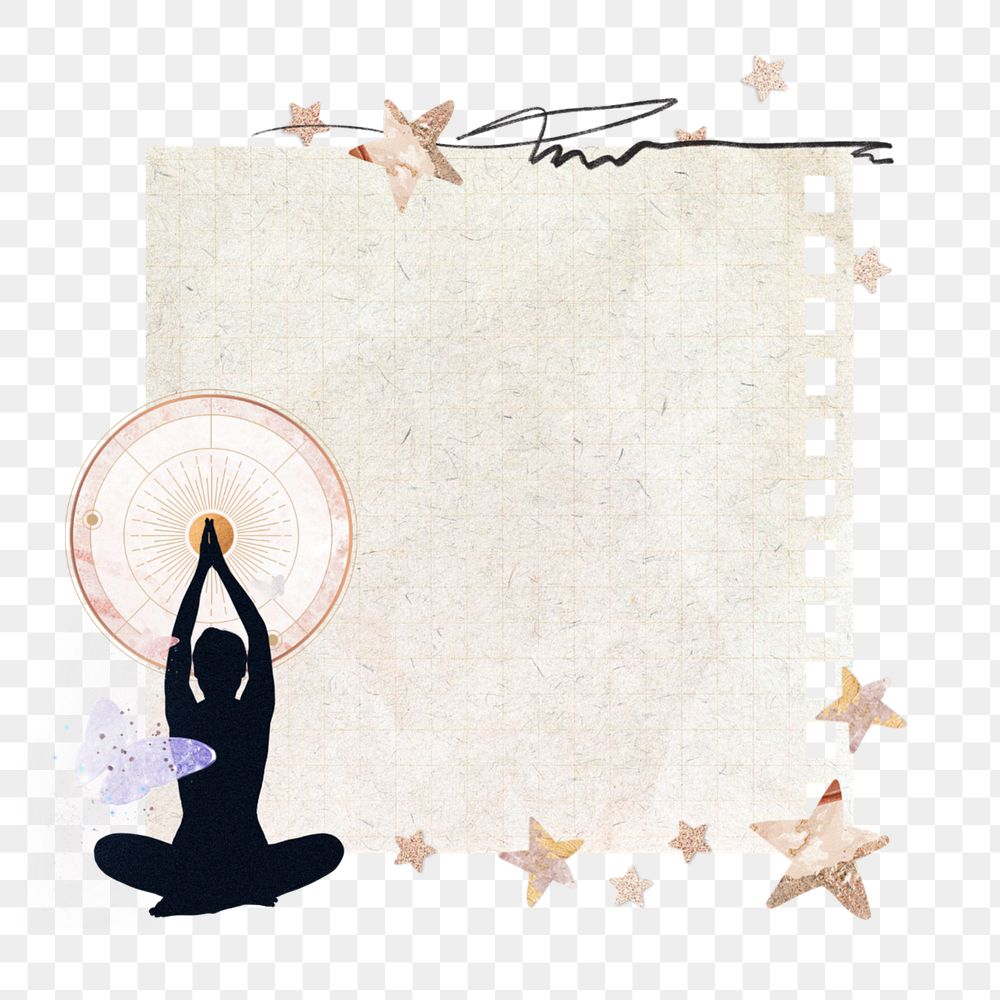 Meditation aesthetic notepaper element, editable wellness collage design