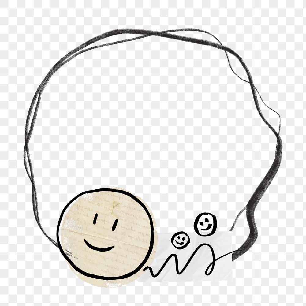 Emoticon round frame element, editable doodle design