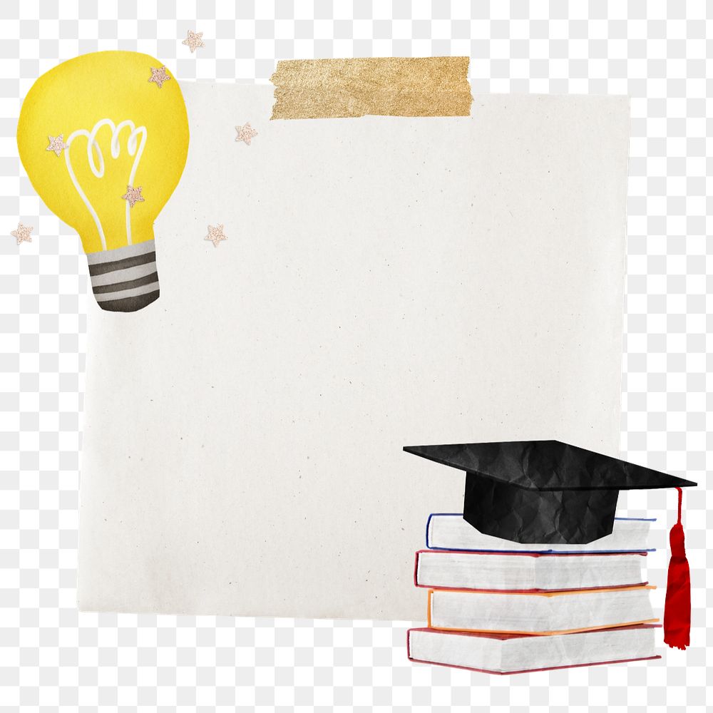 Graduation cap note paper, editable education collage element