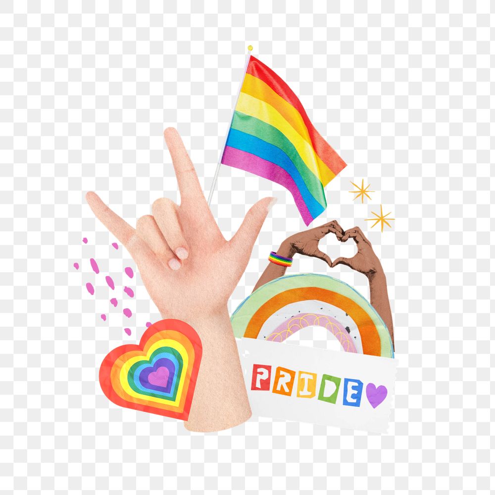 Gay pride element, editable LGBTQ colorful collage design