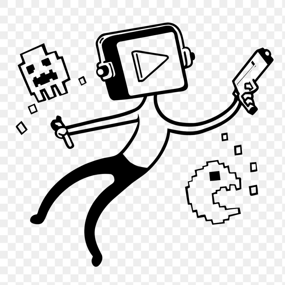 Floating gamer element, editable VR technology cartoon design