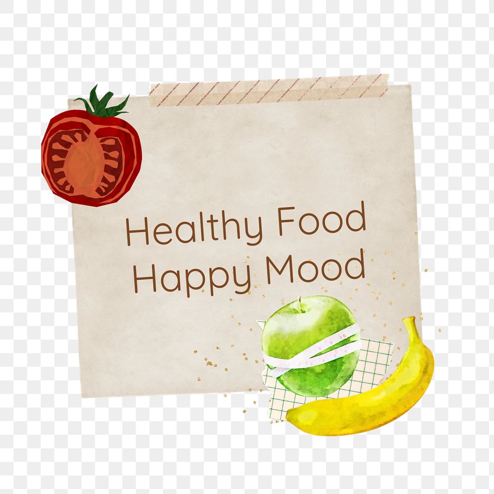 Healthy food happy mood element, editable fruits collage design