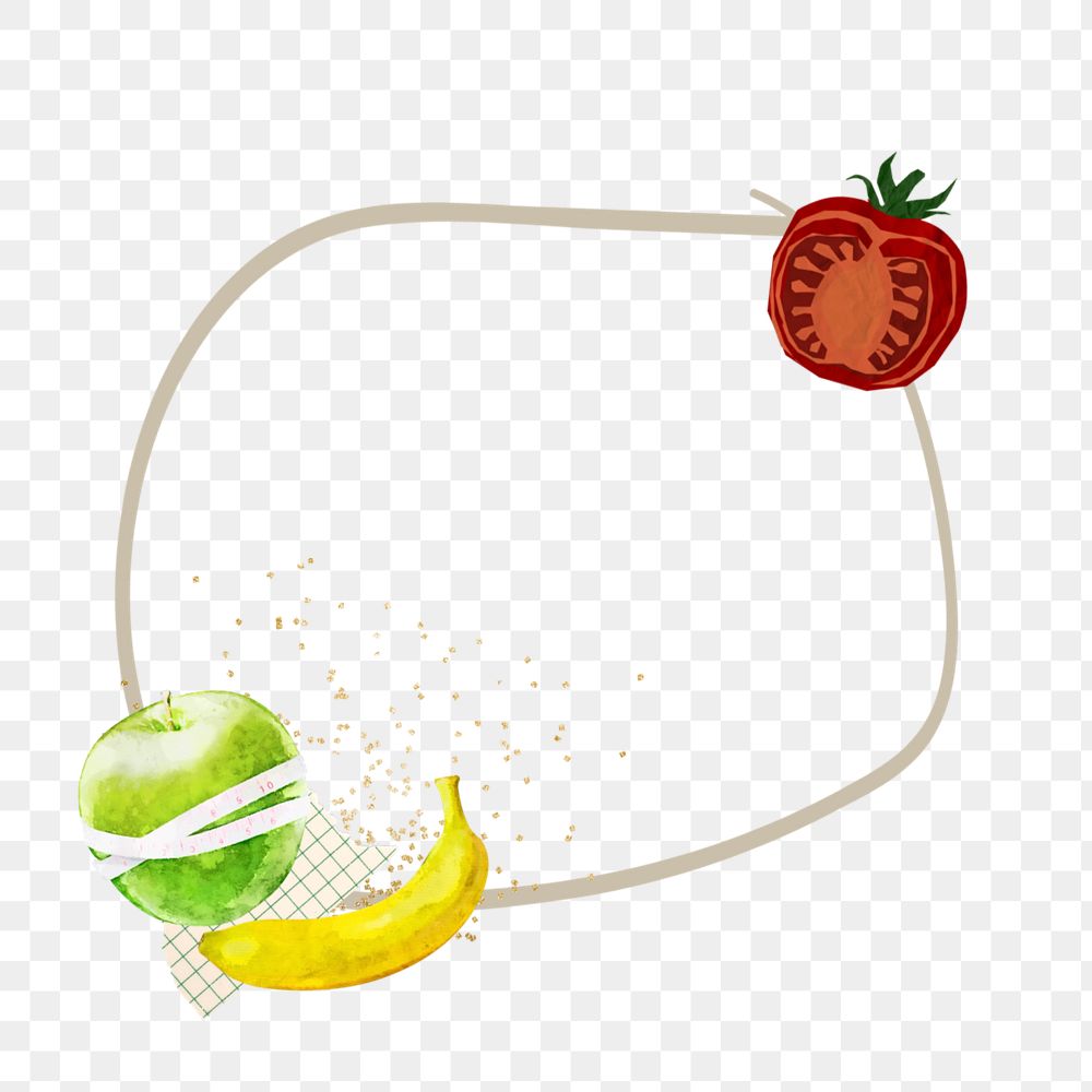 Healthy fruits round frame element, editable design