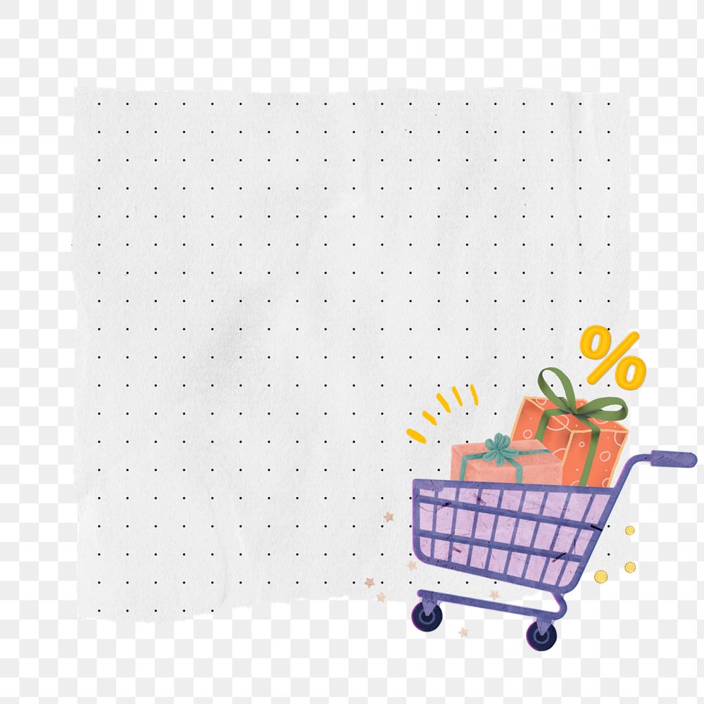 Dotted note paper element, shopping cart collage design