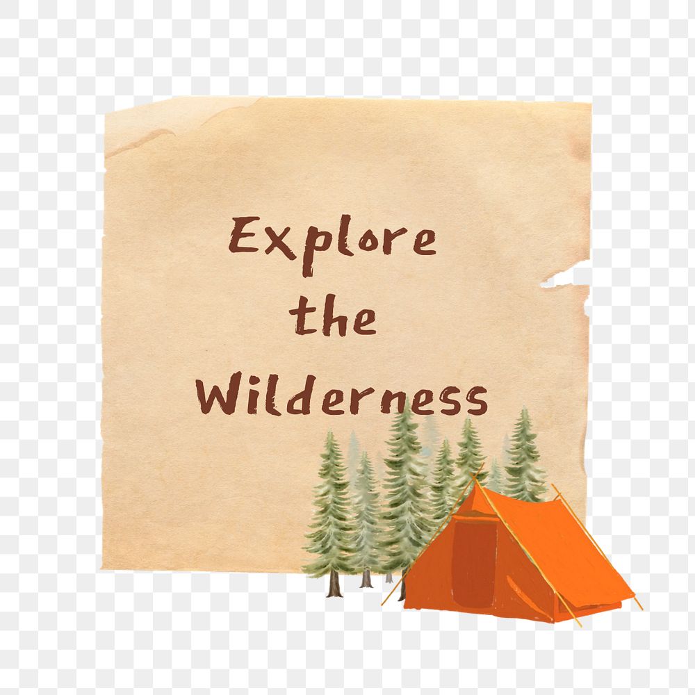 Explore the wilderness words element, editable camping aesthetic collage design