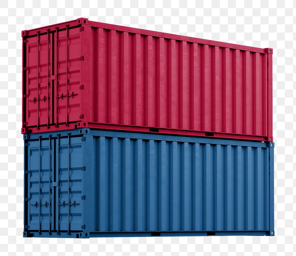 3D shipping container mockup elements png, editable realistic cargo