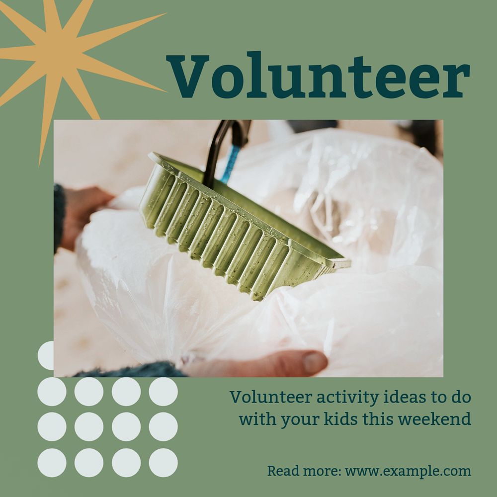 Volunteer ideas Instagram post template, editable social media ad