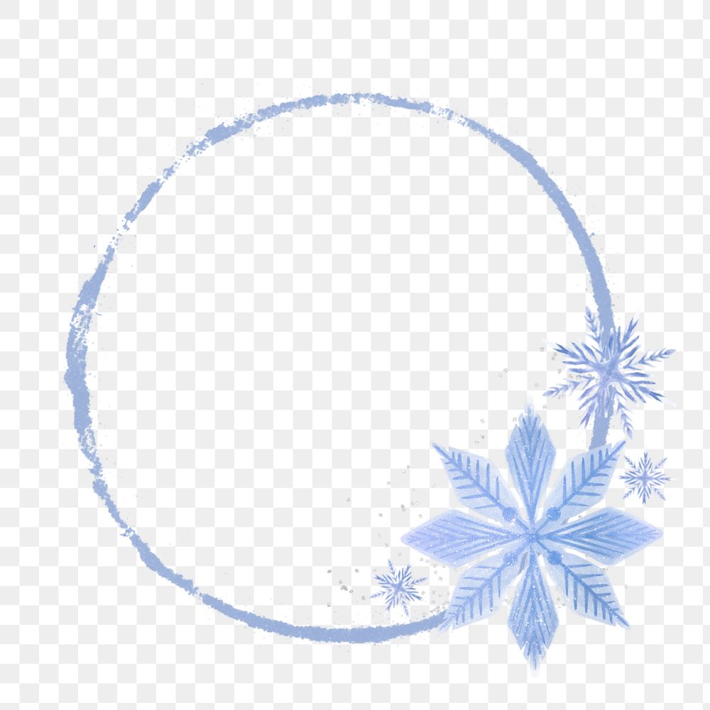 Winter snowflake round frame element, editable collage design