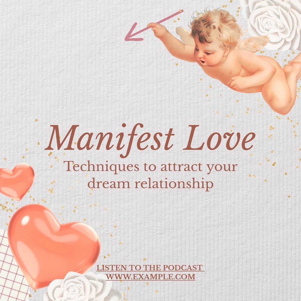 Manifest love Instagram post template, editable design