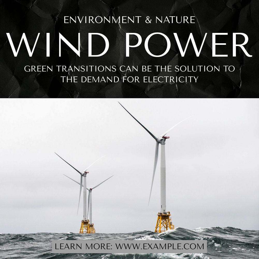 Wind power Instagram post template, editable social media ad