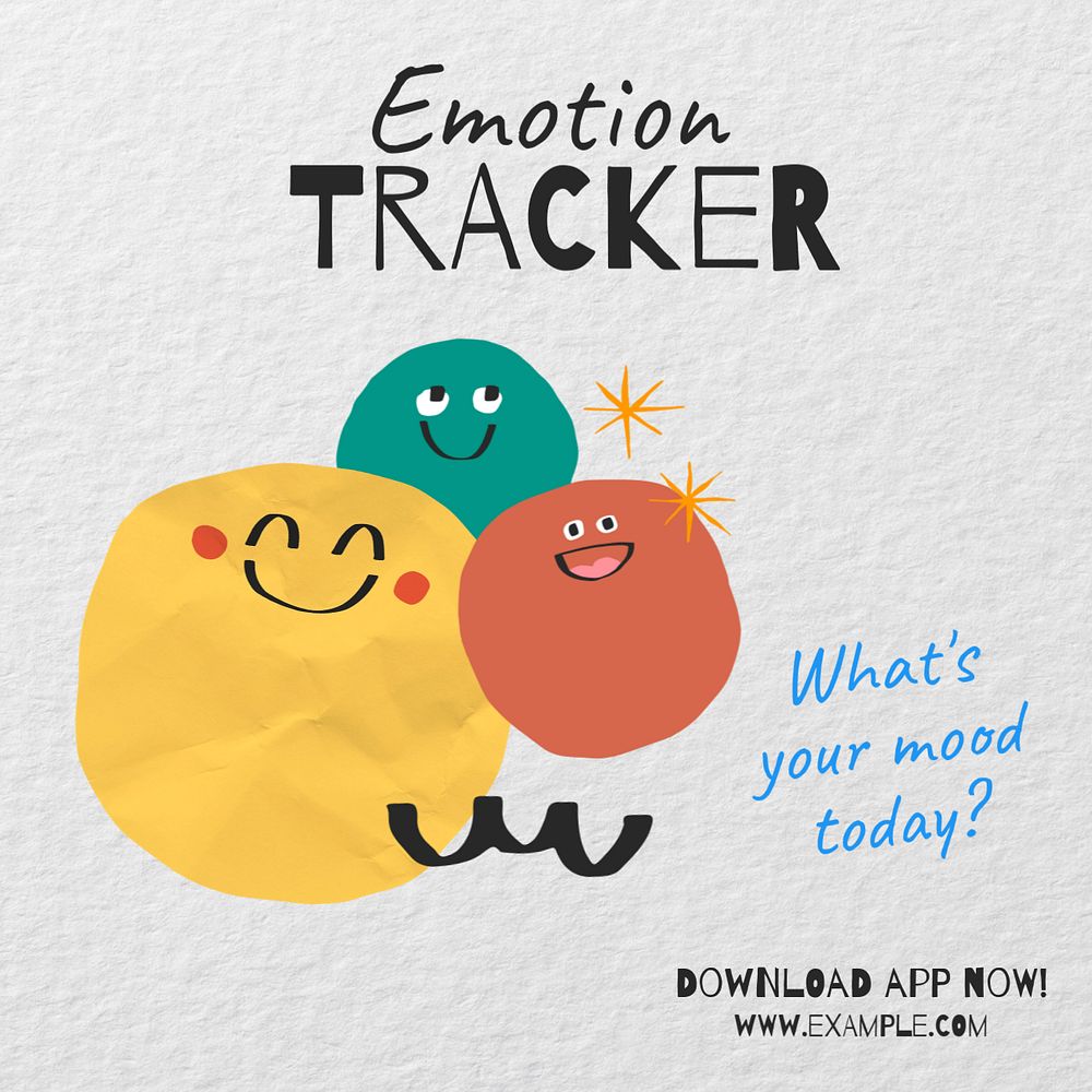 Emotion tracker Instagram post template, editable design