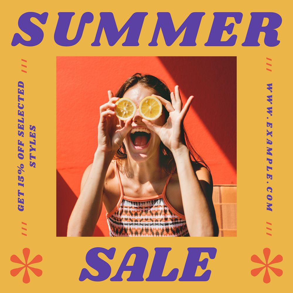 Summer sale Instagram post template, editable social media ad