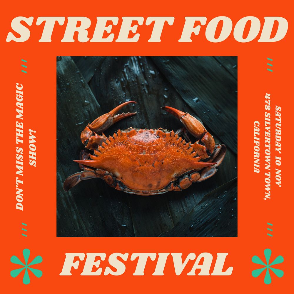 Street food festival Instagram post template, editable social media ad