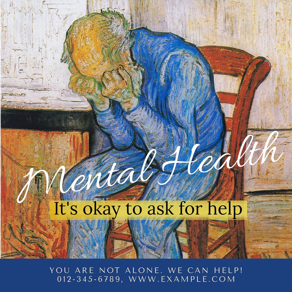 Mental health Facebook post template, editable Van Gogh's famous painting design, remixed by rawpixel