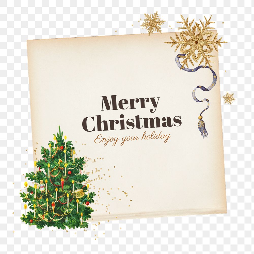 Merry Christmas sticker, editable festive greeting paper collage