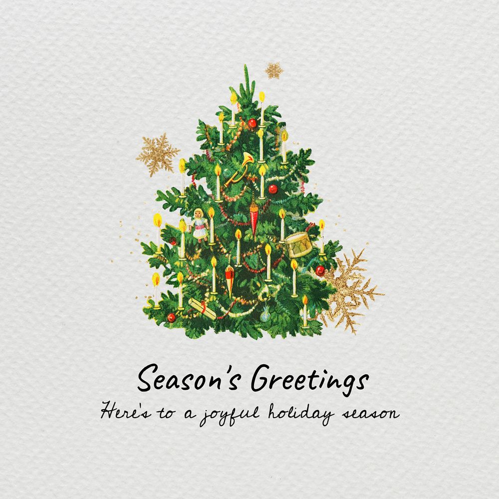 Christmas tree Instagram post template, editable season's greetings design