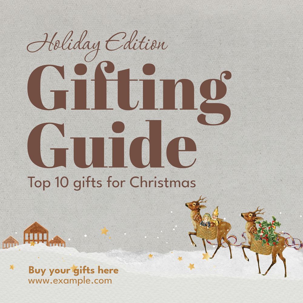 Gifting guide Instagram ad template, editable Christmas design