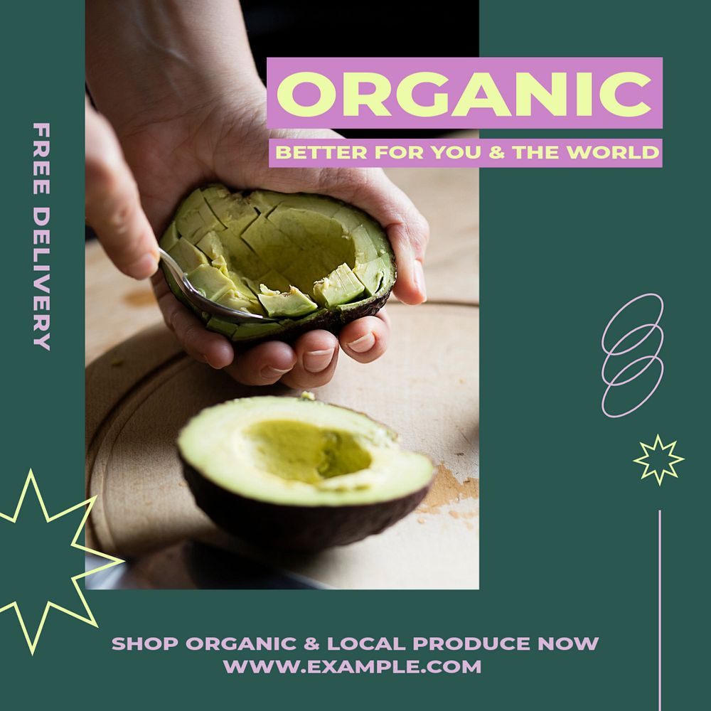 Organic produce Instagram post template, editable social media ad