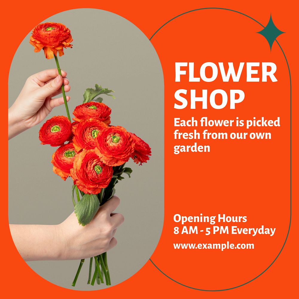 Flower shop Instagram post template, editable social media ad