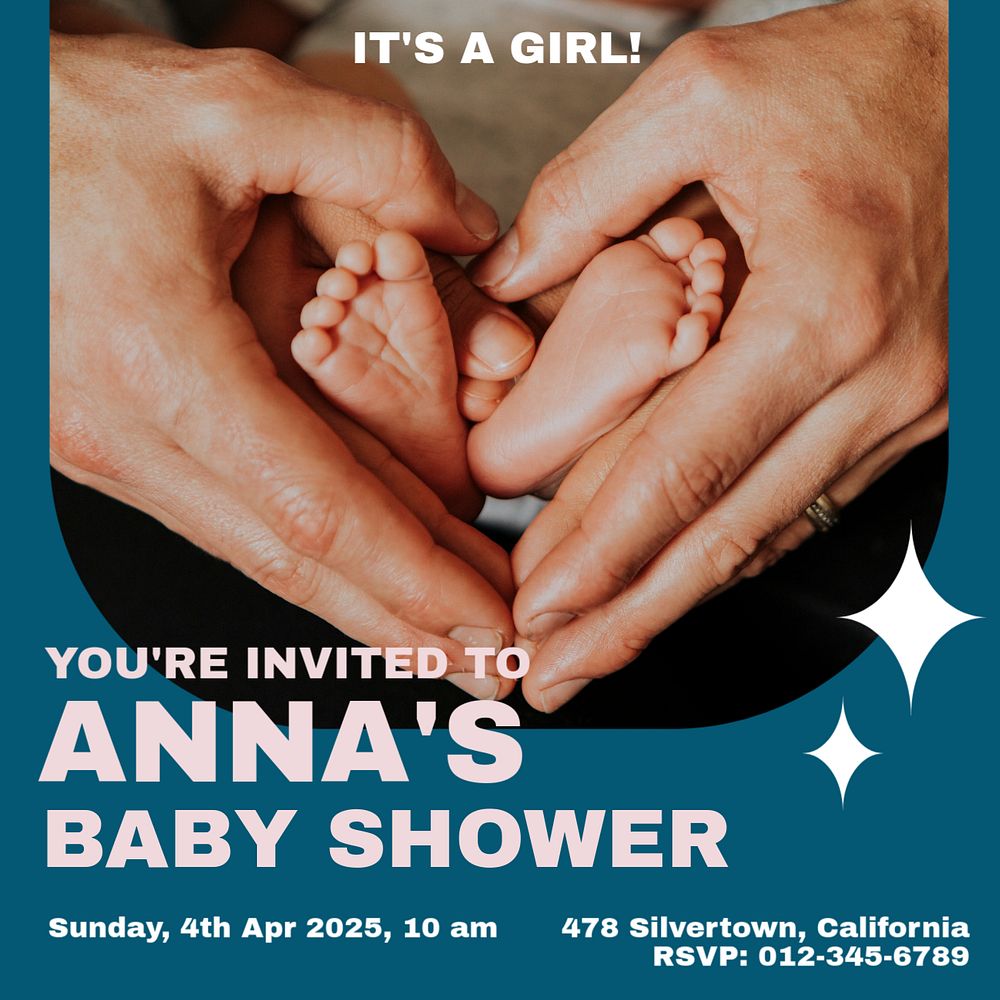 Baby shower Instagram post template, editable social media ad