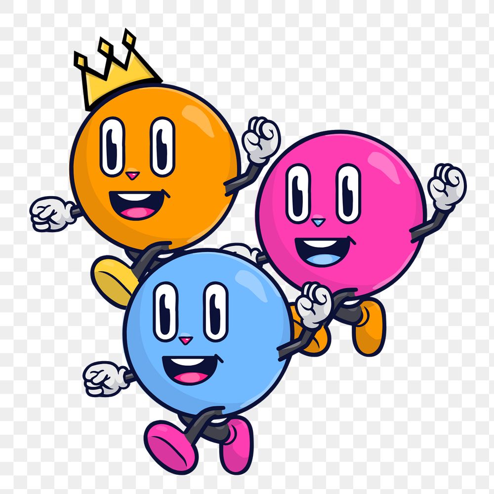 Happy teamwork cartoon element, editable funky character design