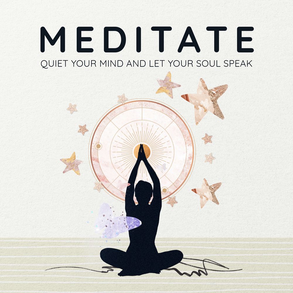 Meditation wellness Instagram post template, editable design