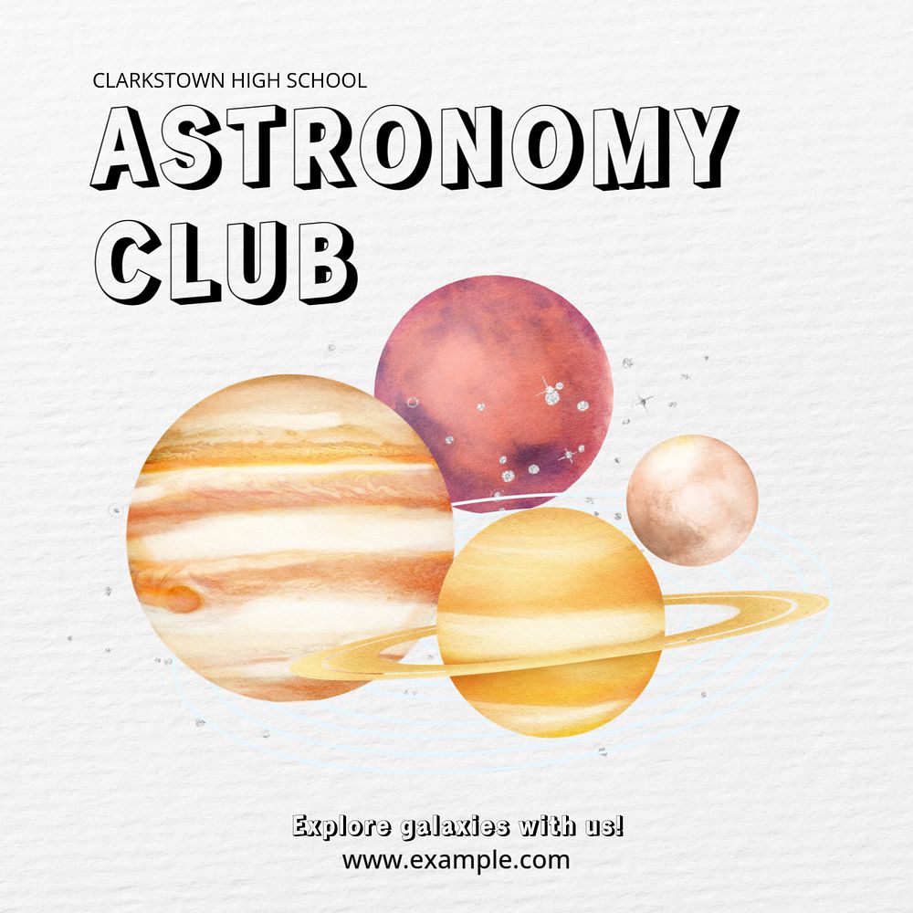 Astronomy club Instagram post template, editable design