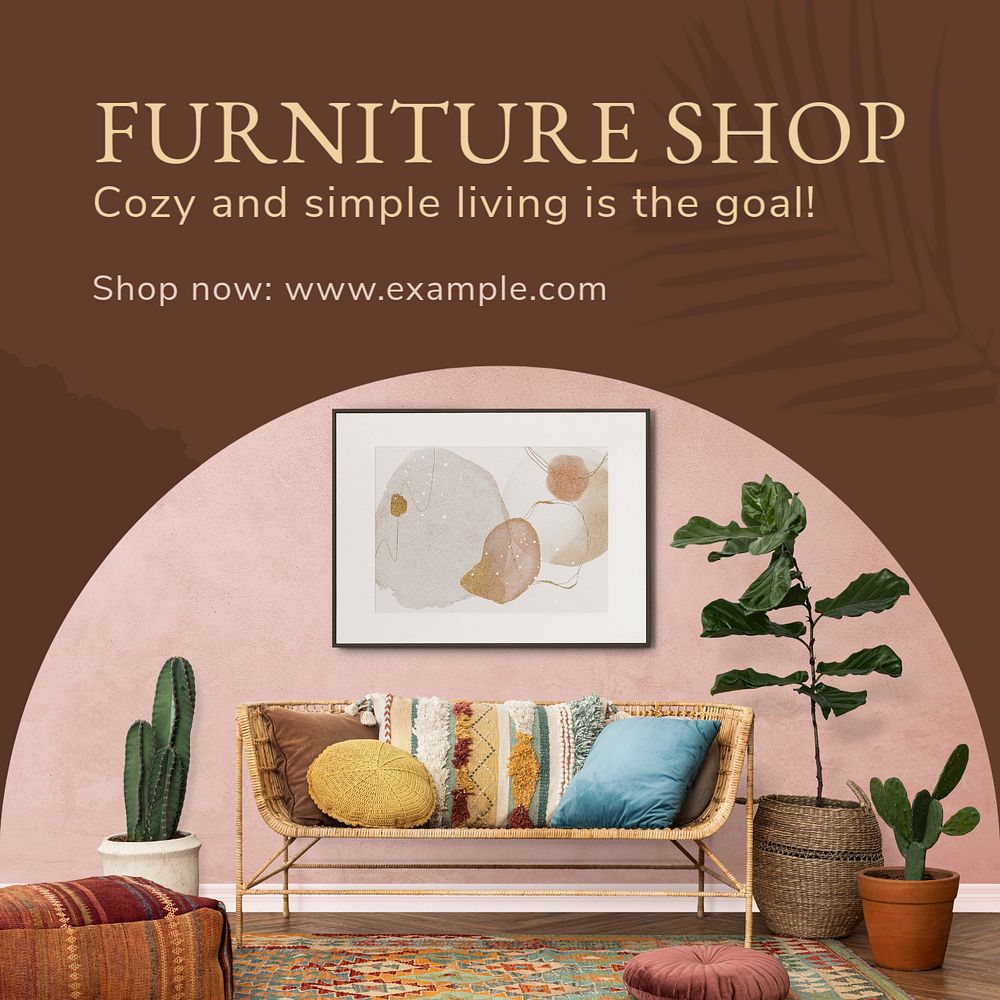 Furniture shop Instagram post template, editable social media ad