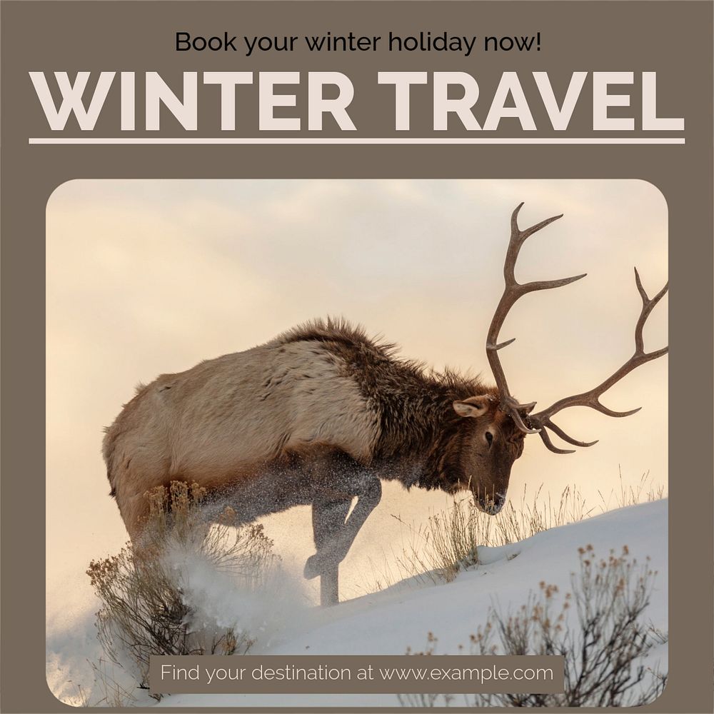 Winter travel Instagram post template, editable social media ad