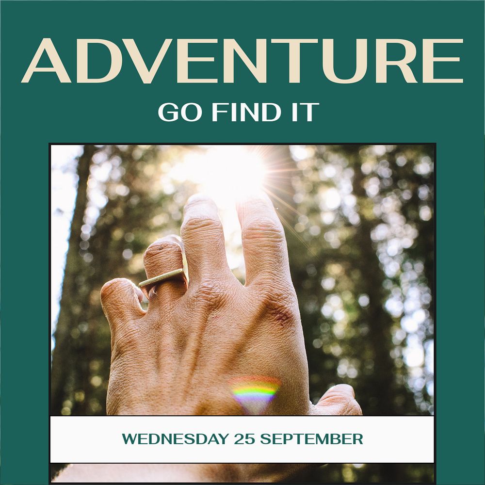 Adventure Instagram post template, editable social media ad