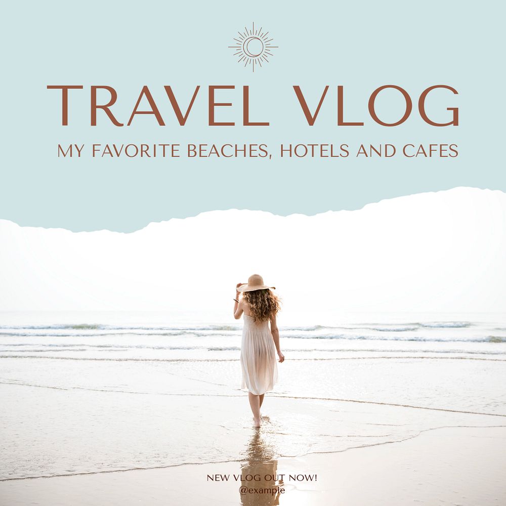 Travel vlog Instagram post template, editable social media ad