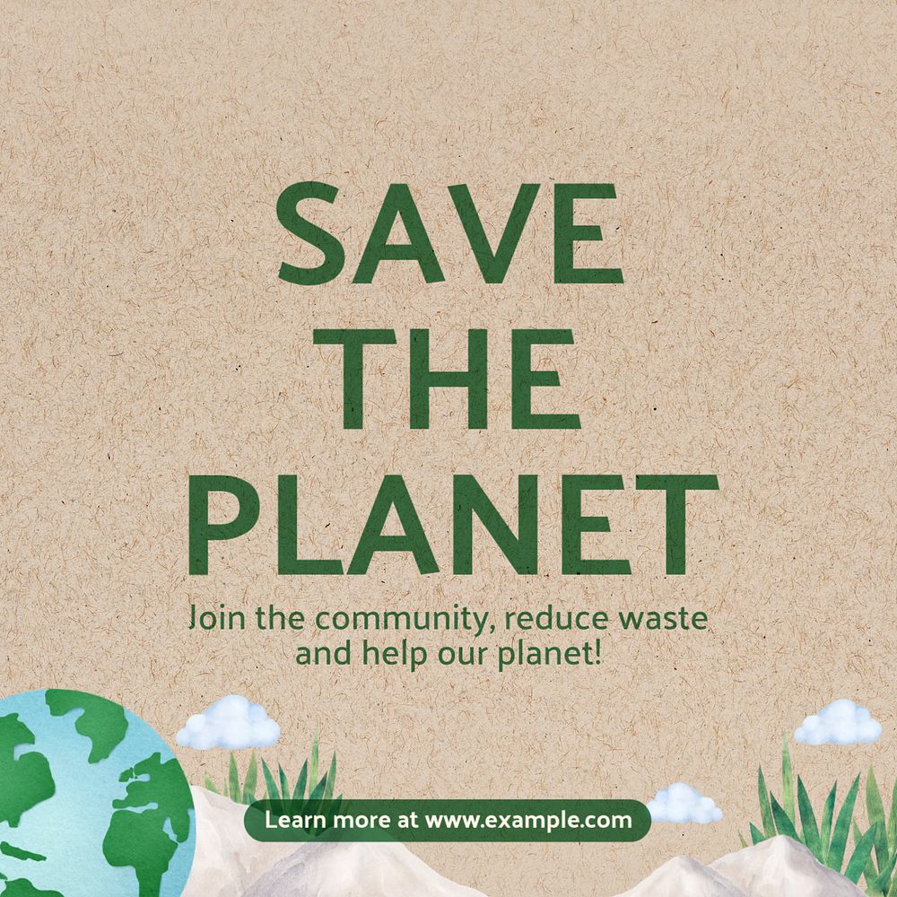 Save planet Instagram post template, editable design