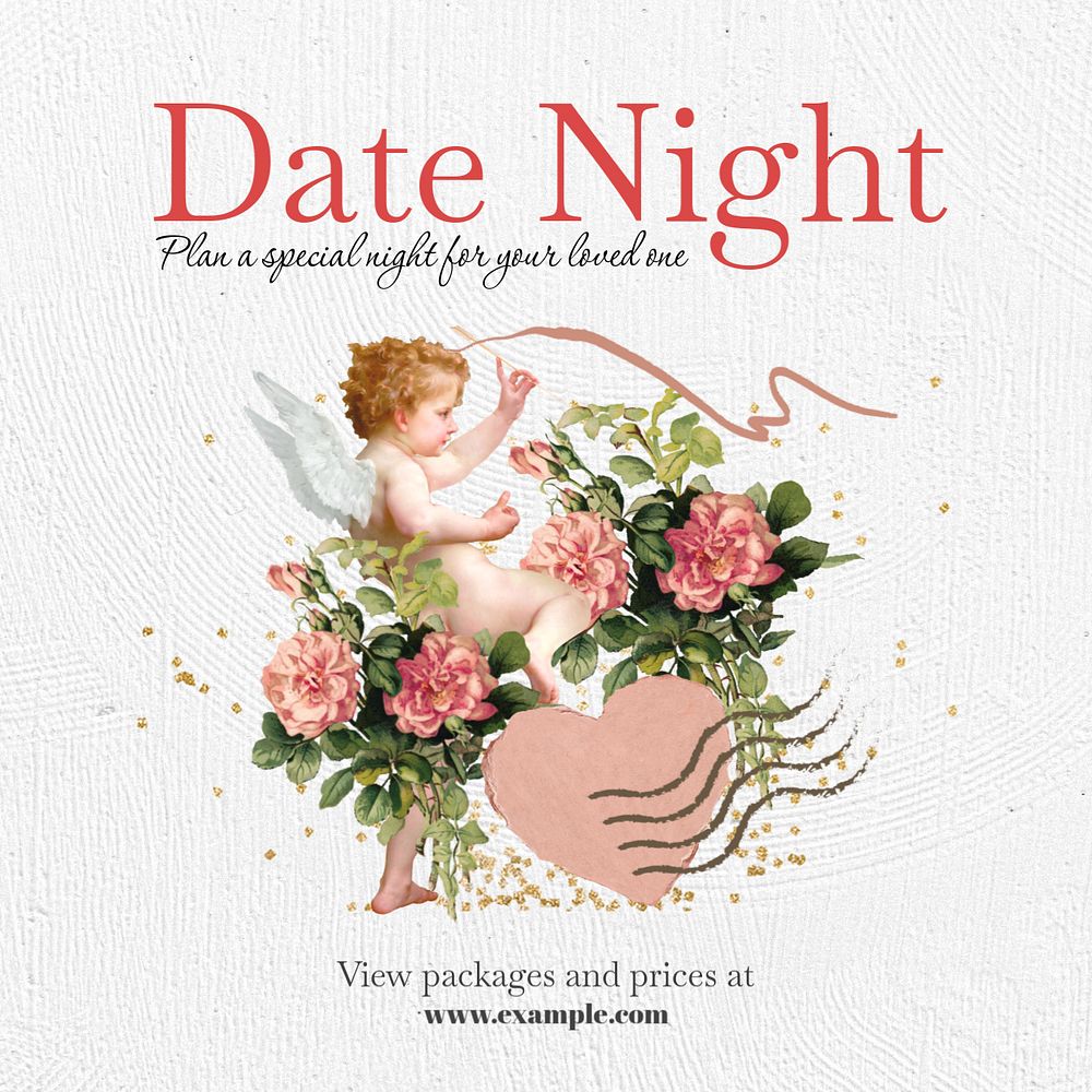 Date night Instagram post template, editable design