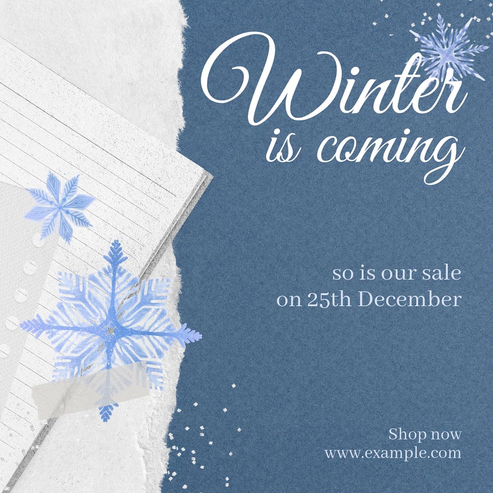 Winter snow Instagram post template, editable design