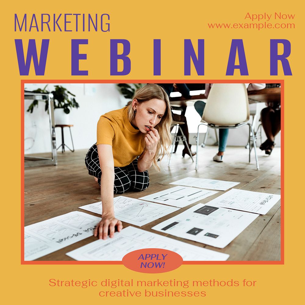 Marketing webinar Instagram post template, editable social media ad