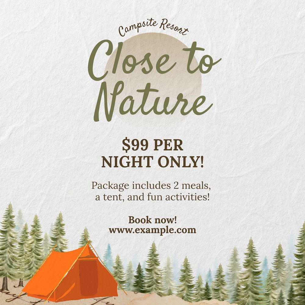 Nature camp Instagram post template, editable design