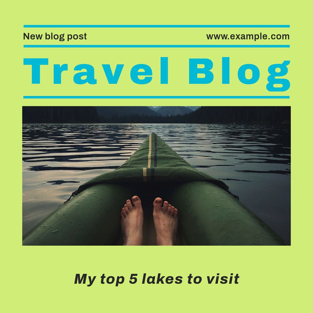 Travel blog Instagram post template, editable social media ad