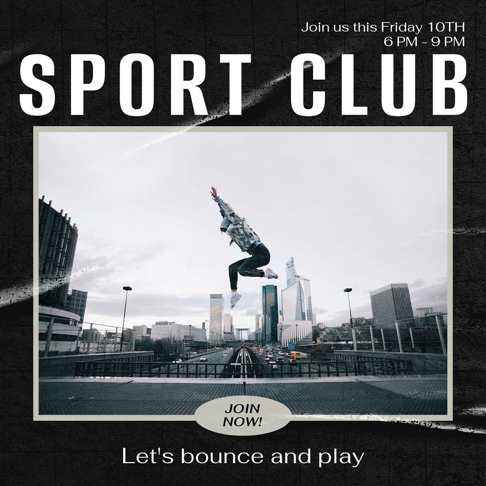 Sport club Instagram post template, editable social media ad