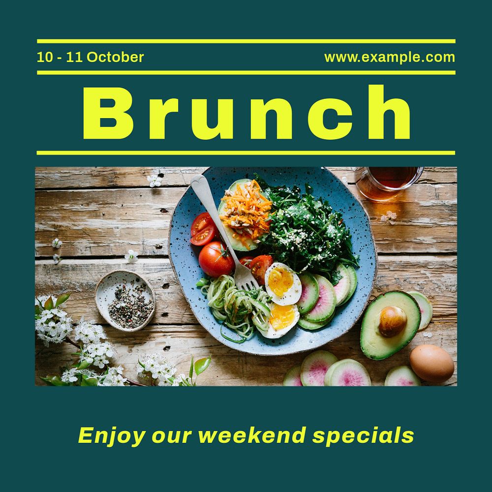 Brunch specials Instagram post template, editable social media ad